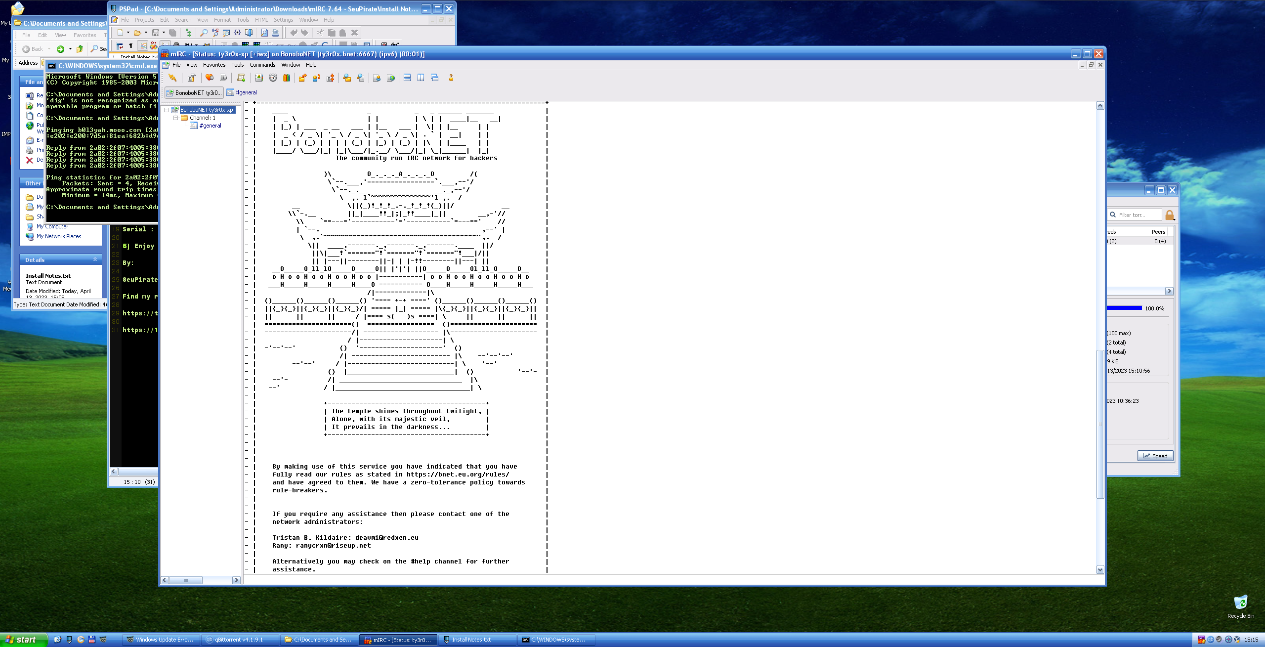 BNET on mirc running on Windows XP via ipv6